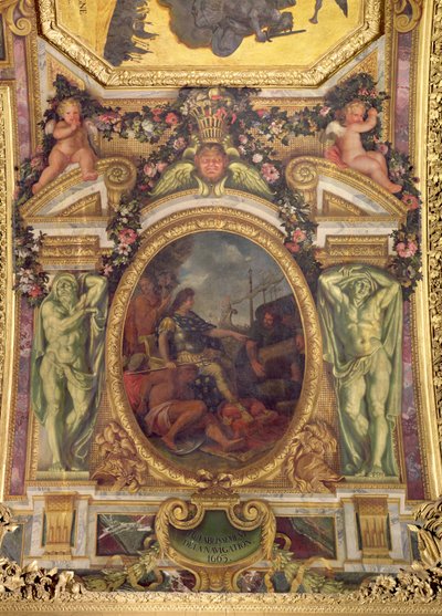 Re-establishment of Navigation Rights in 1663, Ceiling Painting from the Galerie des Glaces by Charles Le Brun